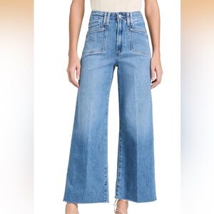 Paige Aneesa Women's Blue Wide-Leg Ankle raw hem Jeans size 29